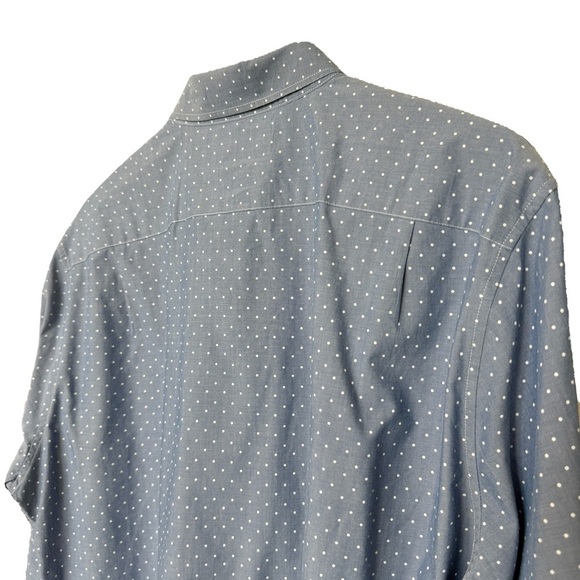 Bonobos Men's L Blue Polka Dot Chambray Slim Fit Button Down Shirt Casual Cotton - Picture 6 of 10